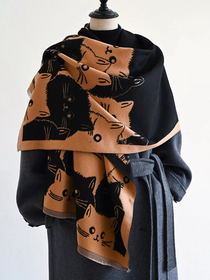 Whisker Wishes Cat Pattern Scarf