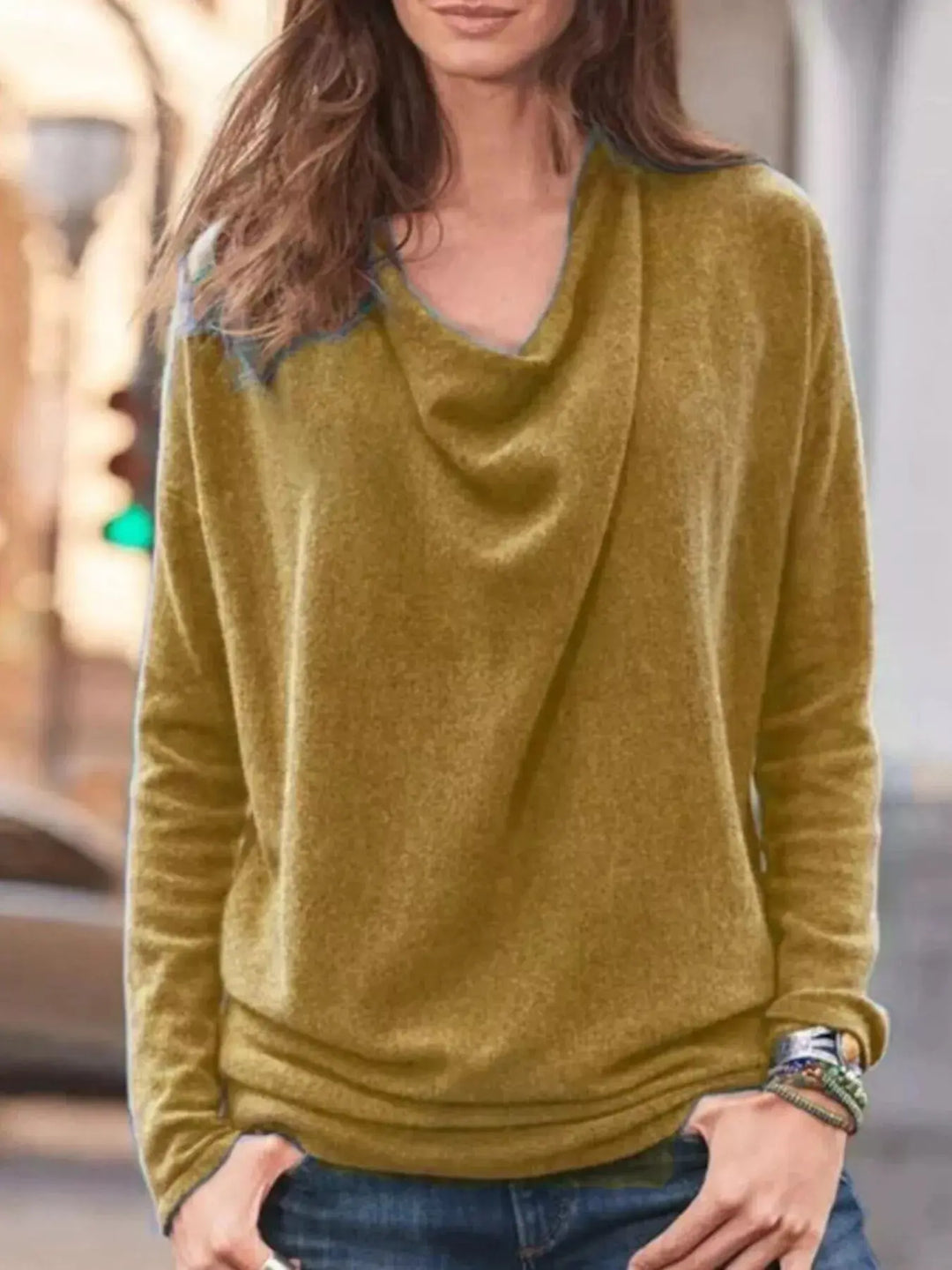 Easy Days Cowl Neck Long Sleeve Top | S–5XL, Including Plus Size