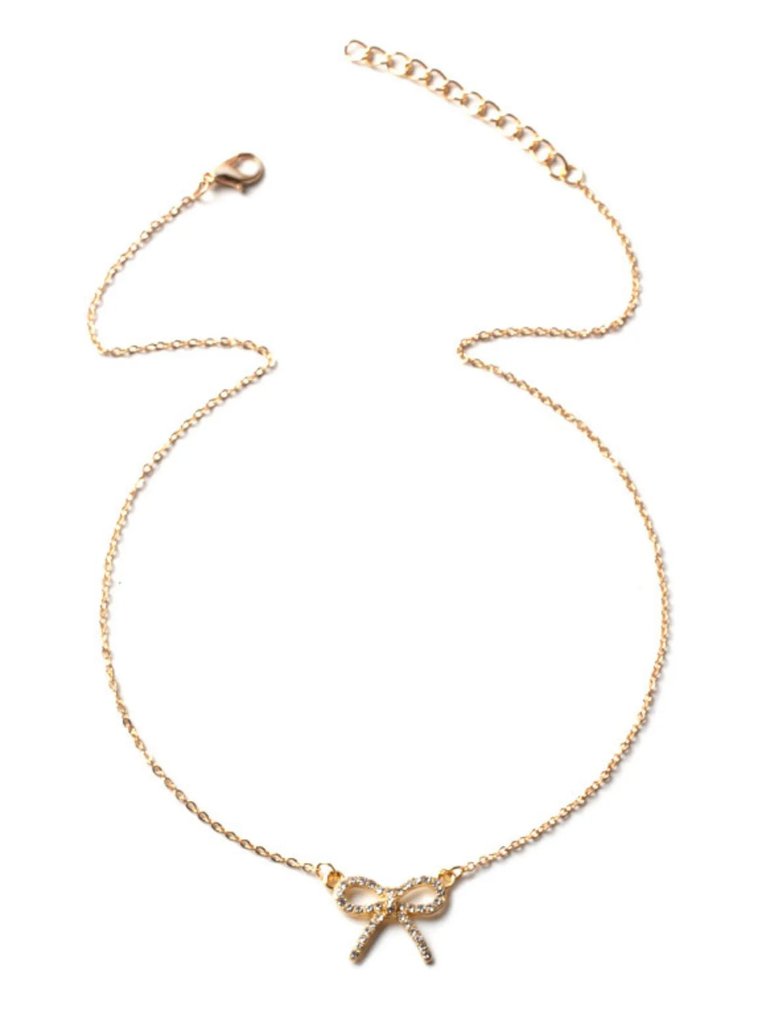 Zircon Bow Pendant Necklace | 18K Gold-Plated Dainty Jewelry
