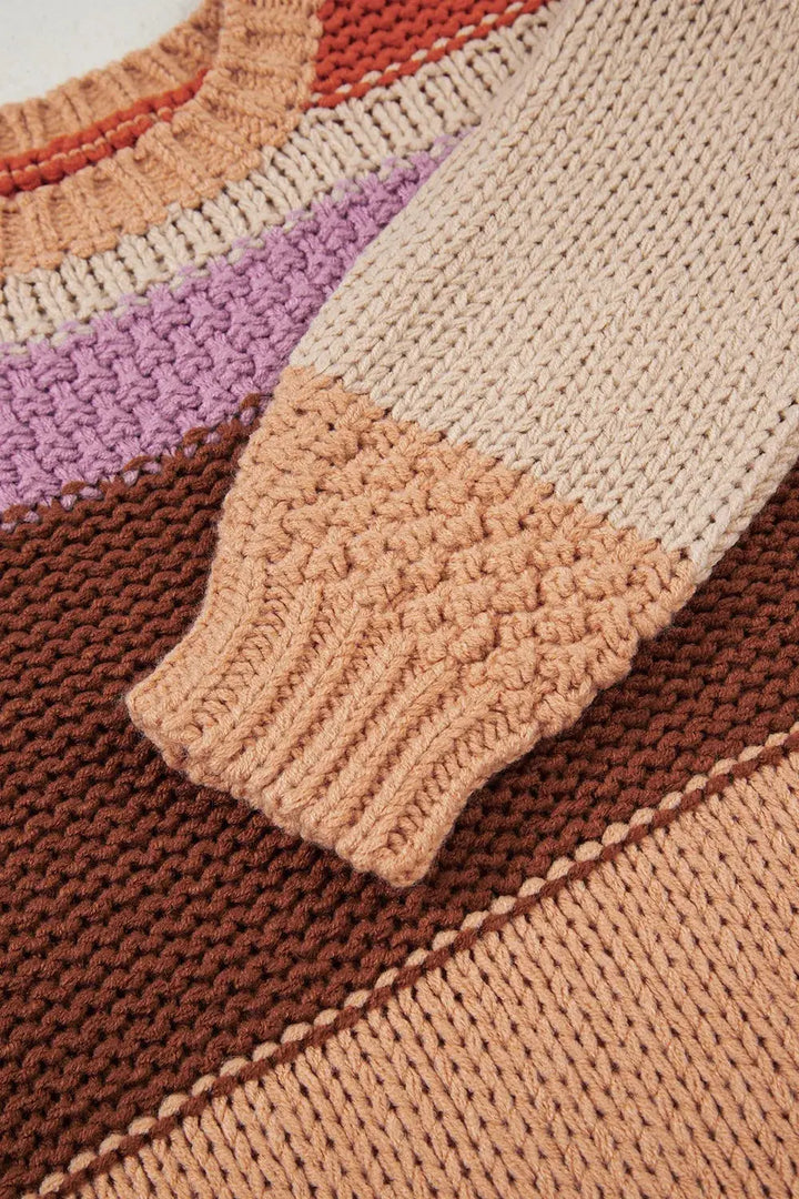 Golden Hour Striped Colorblock Sweater