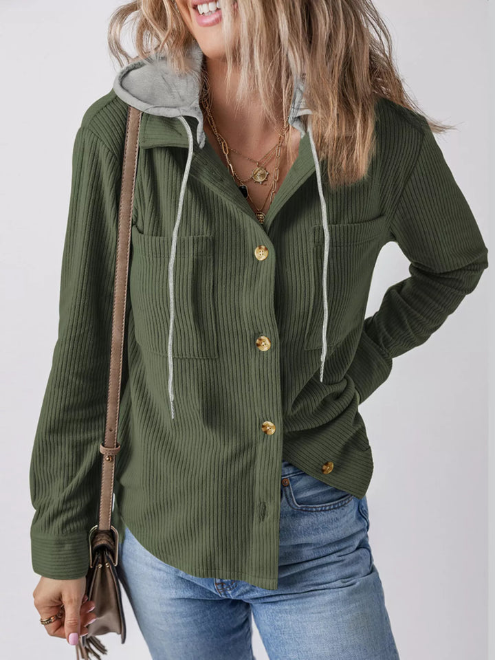 Trailside Charm Hooded Corduroy Button-Down Jacket