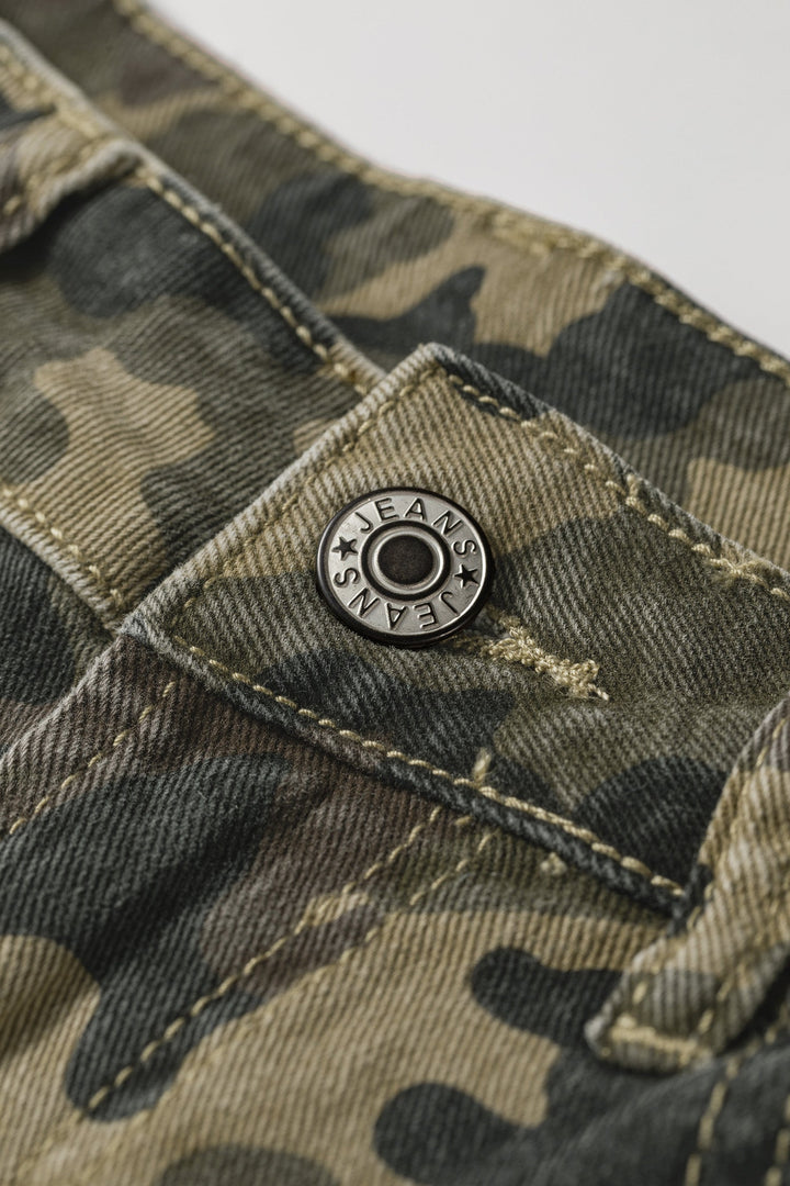 Camo High Waisted Denim Shorts
