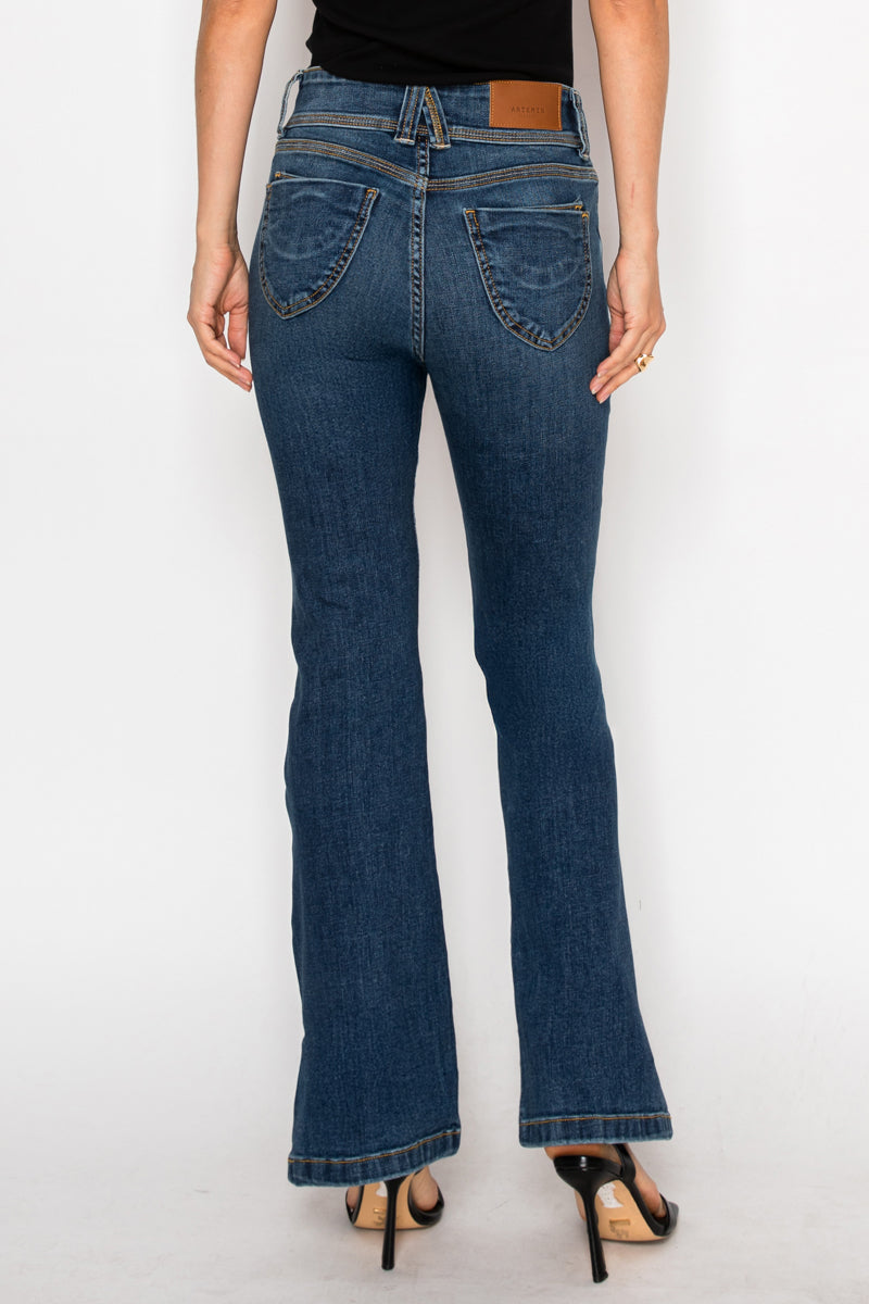 Simone High Rise Bootcut Jeans | Tummy Control Dark Wash Denim