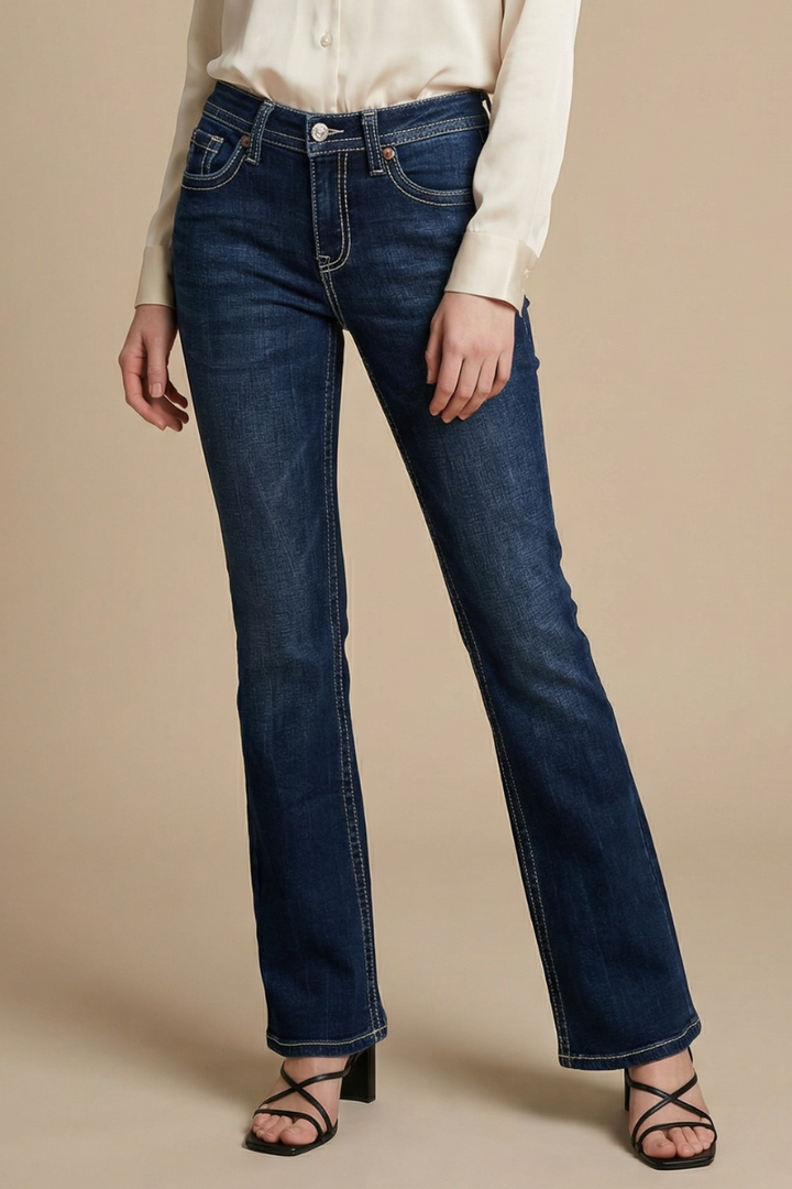 Stevie High-Rise Tummy Control Slim Flare Jeans – Dark Wash