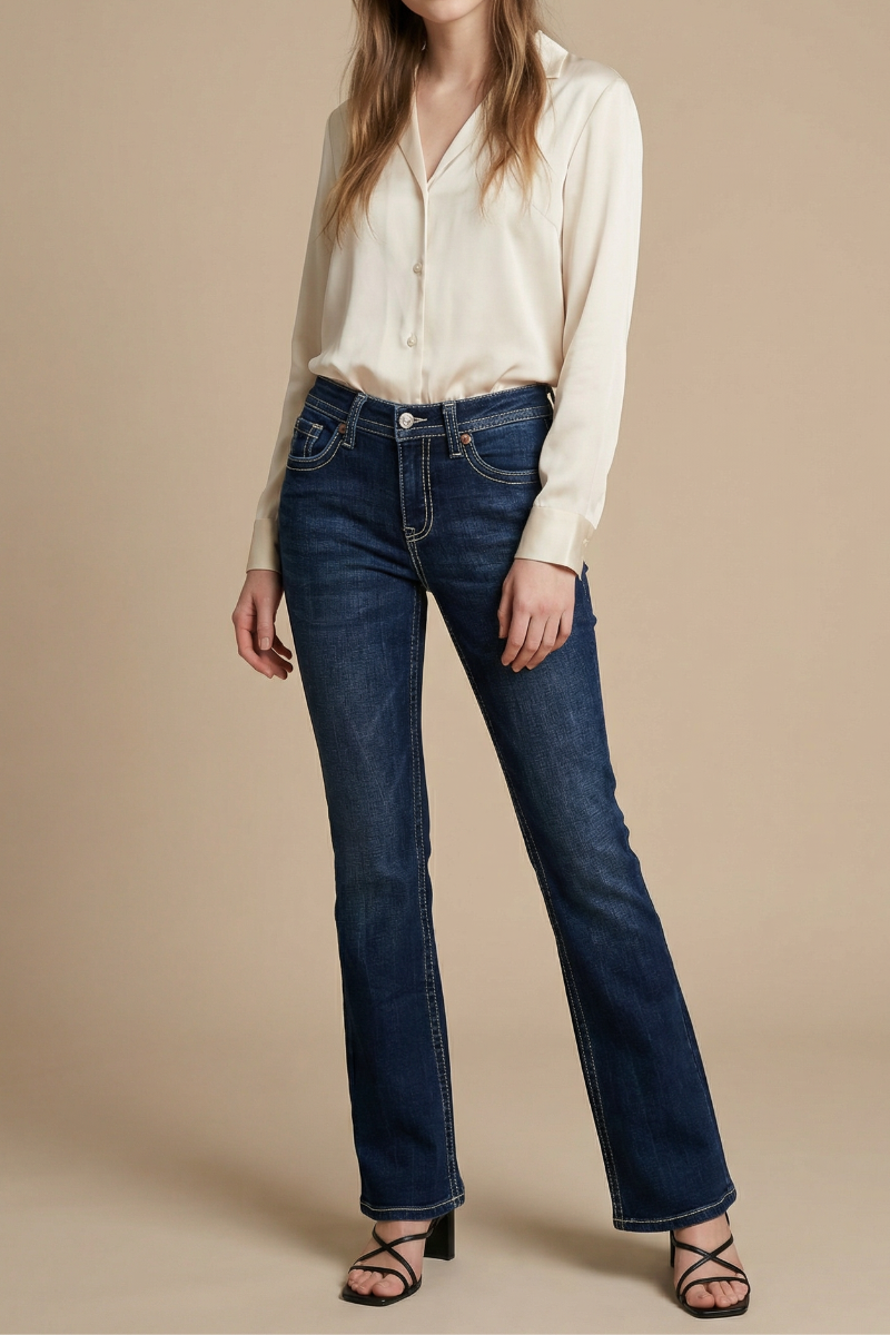 Stevie High-Rise Tummy Control Slim Flare Jeans – Dark Wash