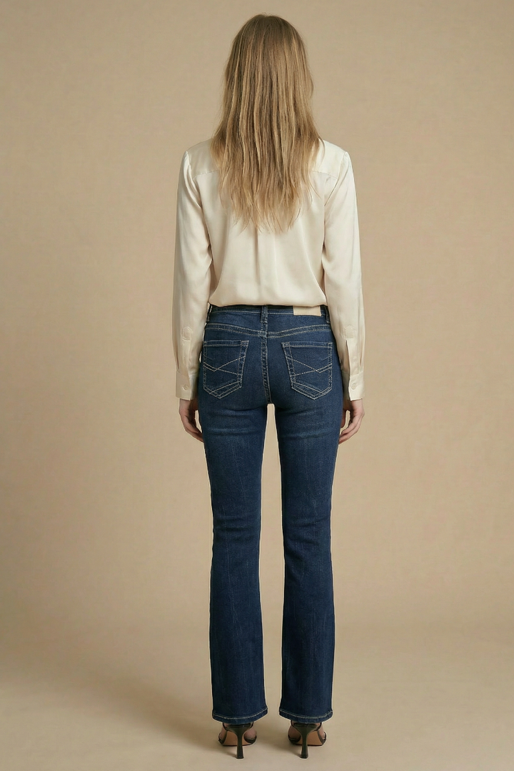 Stevie High-Rise Tummy Control Slim Flare Jeans – Dark Wash