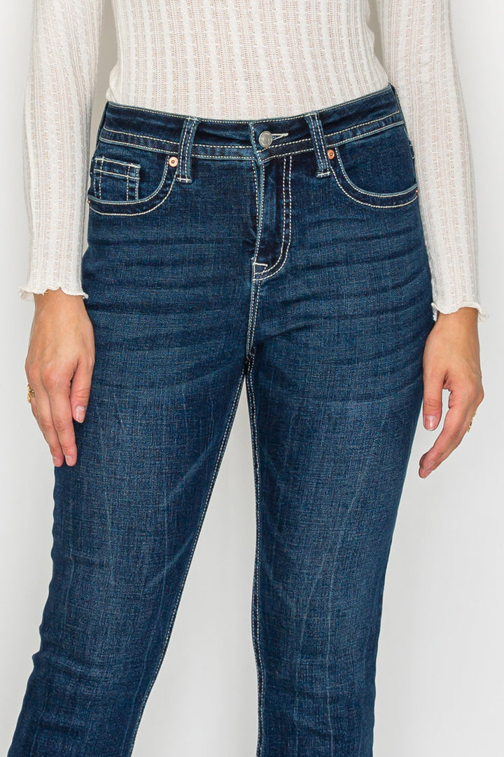 Stevie High-Rise Tummy Control Slim Flare Jeans – Dark Wash