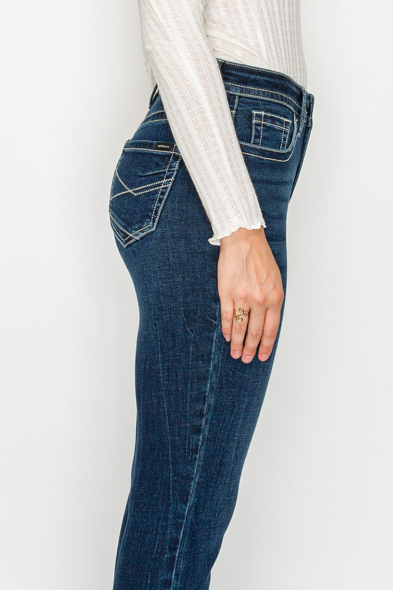 Stevie High-Rise Tummy Control Slim Flare Jeans – Dark Wash