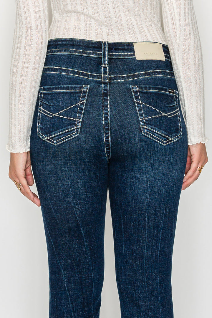 Stevie High-Rise Tummy Control Slim Flare Jeans – Dark Wash