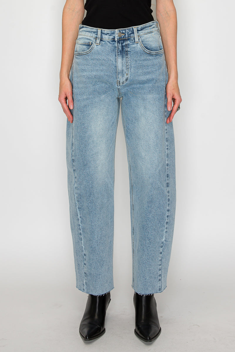 Harlow High Waisted Barrel Jeans | Light Wash Blue Denim