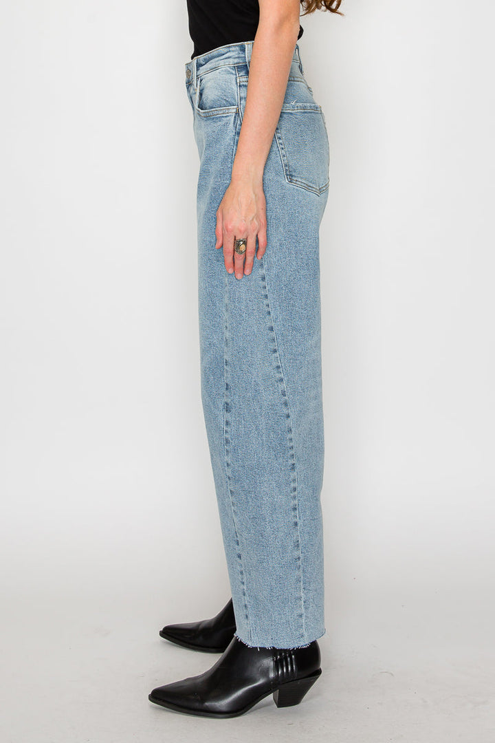 Harlow High Waisted Barrel Jeans | Light Wash Blue Denim