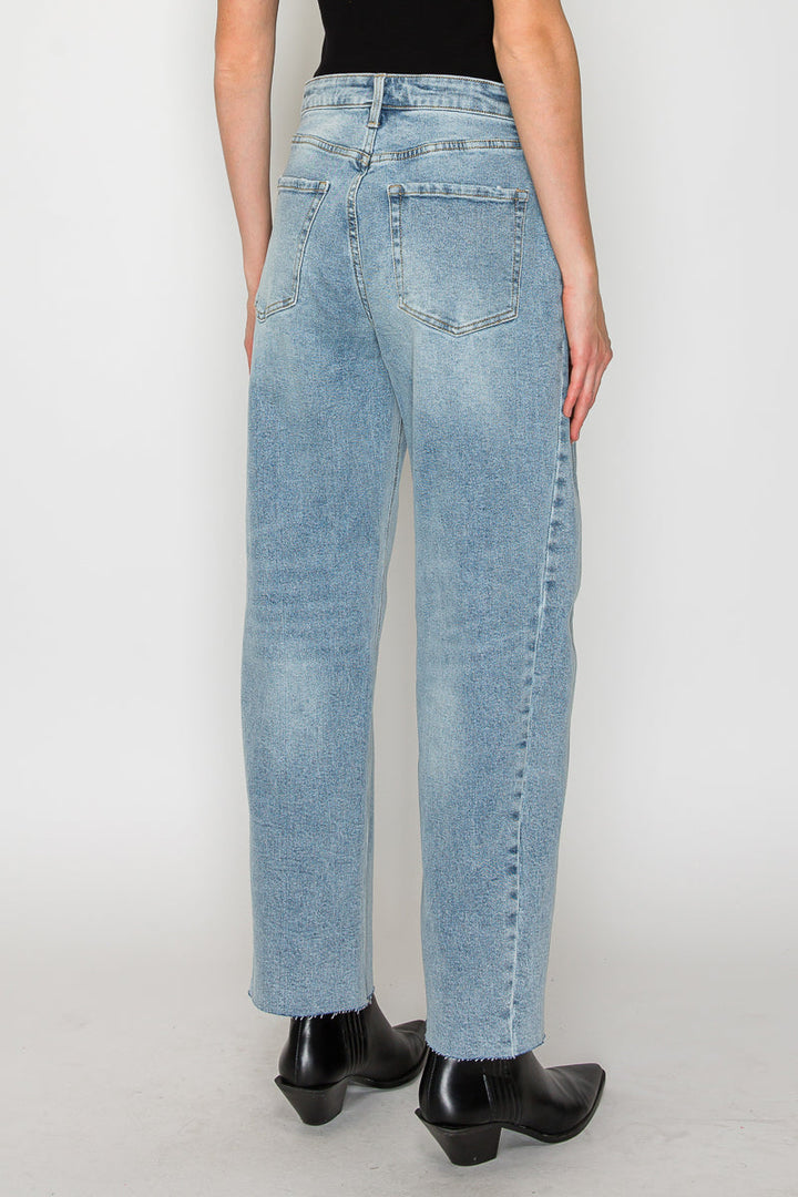 Harlow High Waisted Barrel Jeans | Light Wash Blue Denim