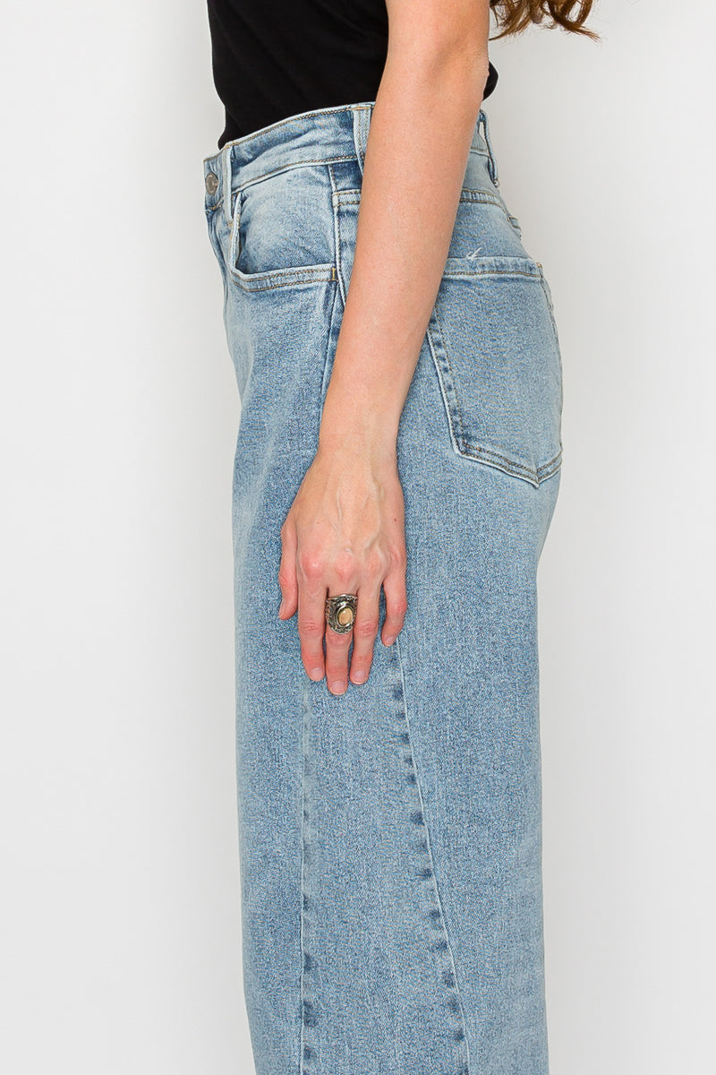 Harlow High Waisted Barrel Jeans | Light Wash Blue Denim