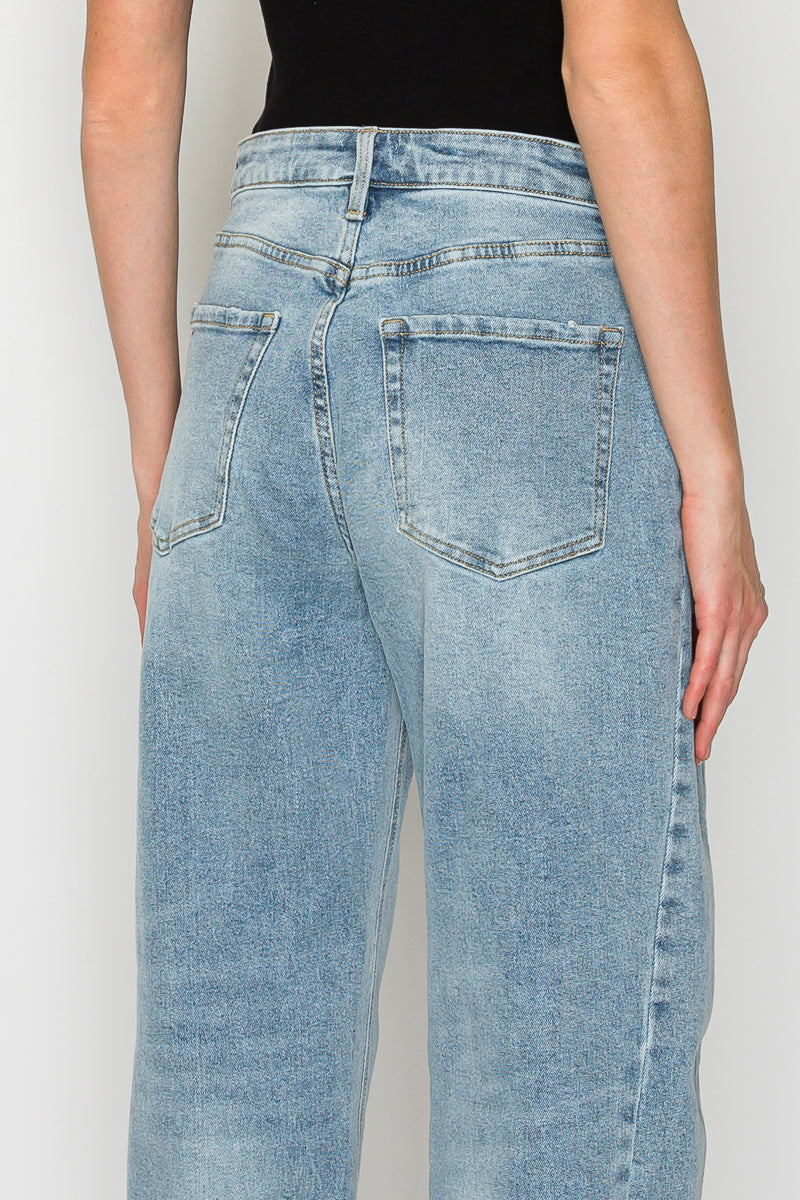 Harlow High Waisted Barrel Jeans | Light Wash Blue Denim
