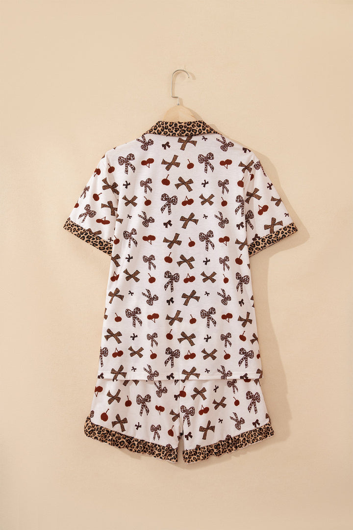 Della Cherry Bow Patchwork Pajama Lounge Set