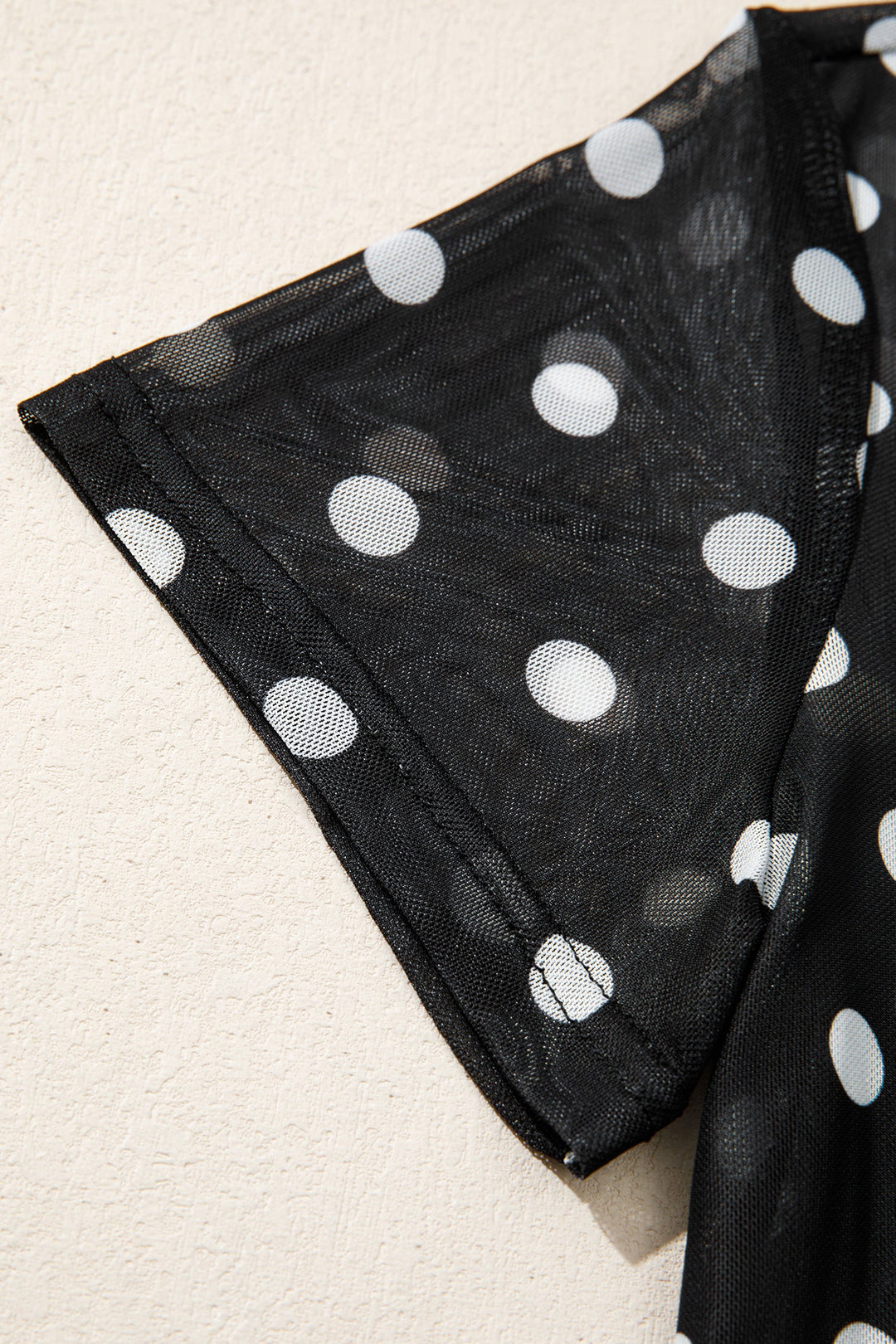 Polka Dot Sheer Mesh High Neck Tee