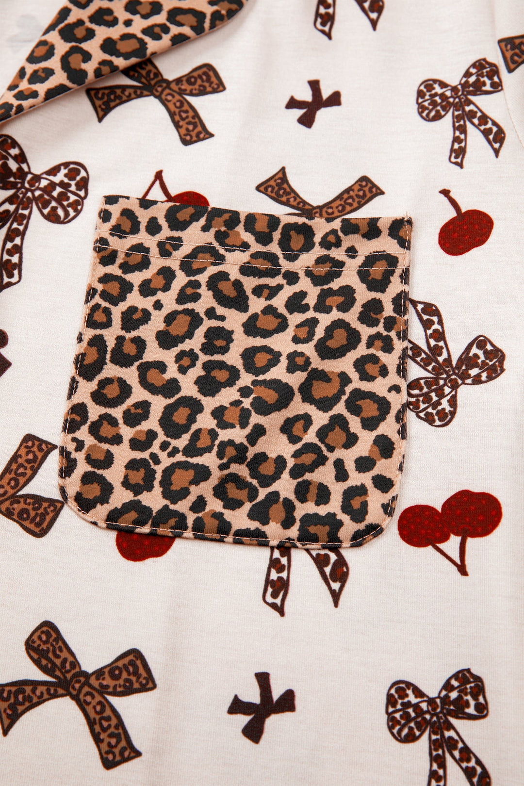 Della Cherry Bow Patchwork Pajama Lounge Set