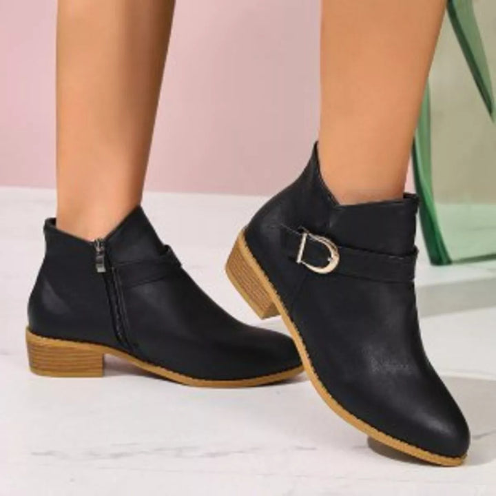 Pointed Toe Block Heel Ankle Boots