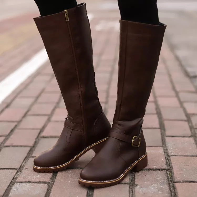 Round-Toe Block Heel Boots