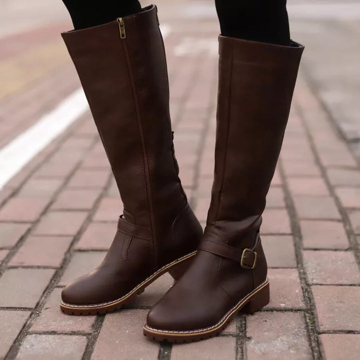 Round-Toe Block Heel Boots
