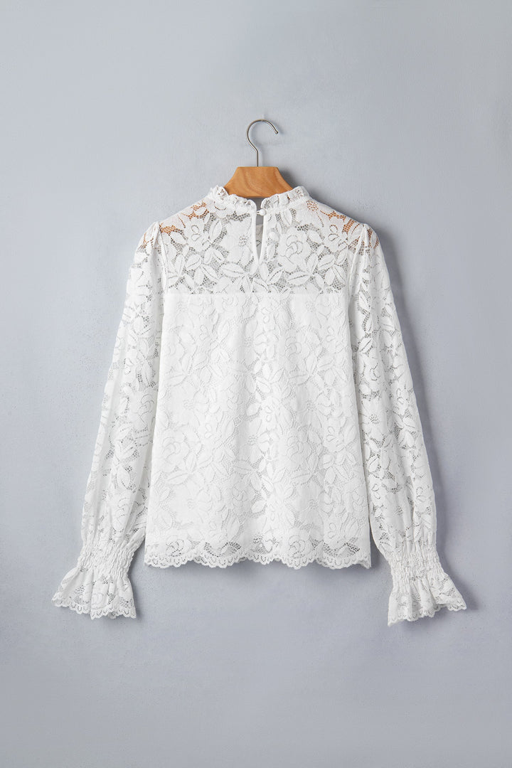 Lace Ruffle Flounce Sleeve Blouse