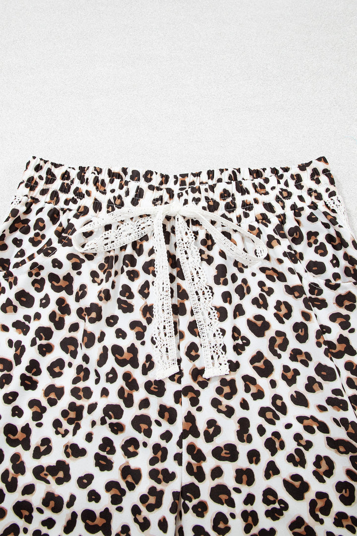 Leopard Print Jogger Pants with Elastic Waist &amp; Side Stripe