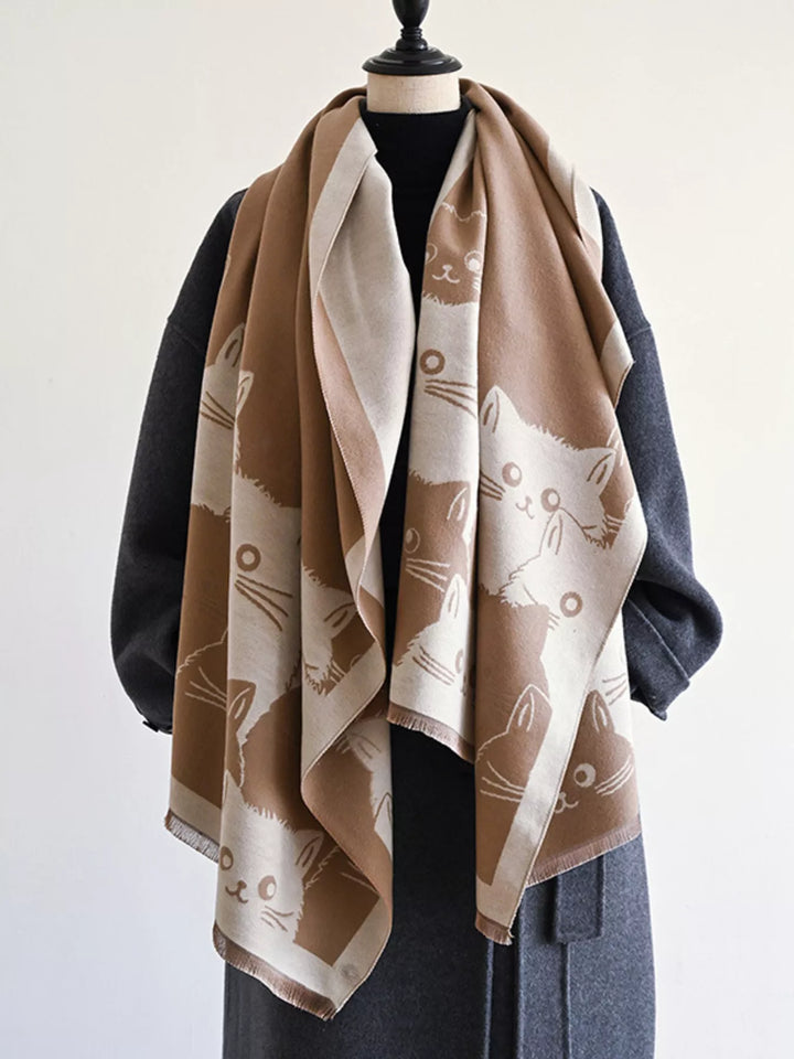 Whisker Wishes Cat Pattern Scarf