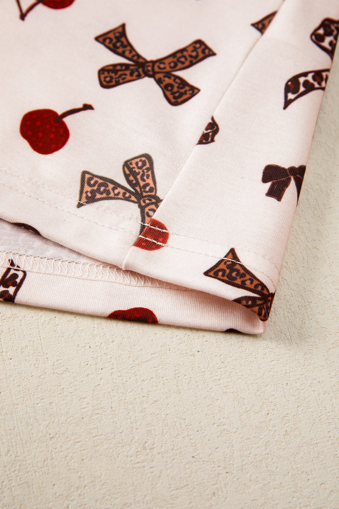 Della Cherry Bow Patchwork Pajama Lounge Set