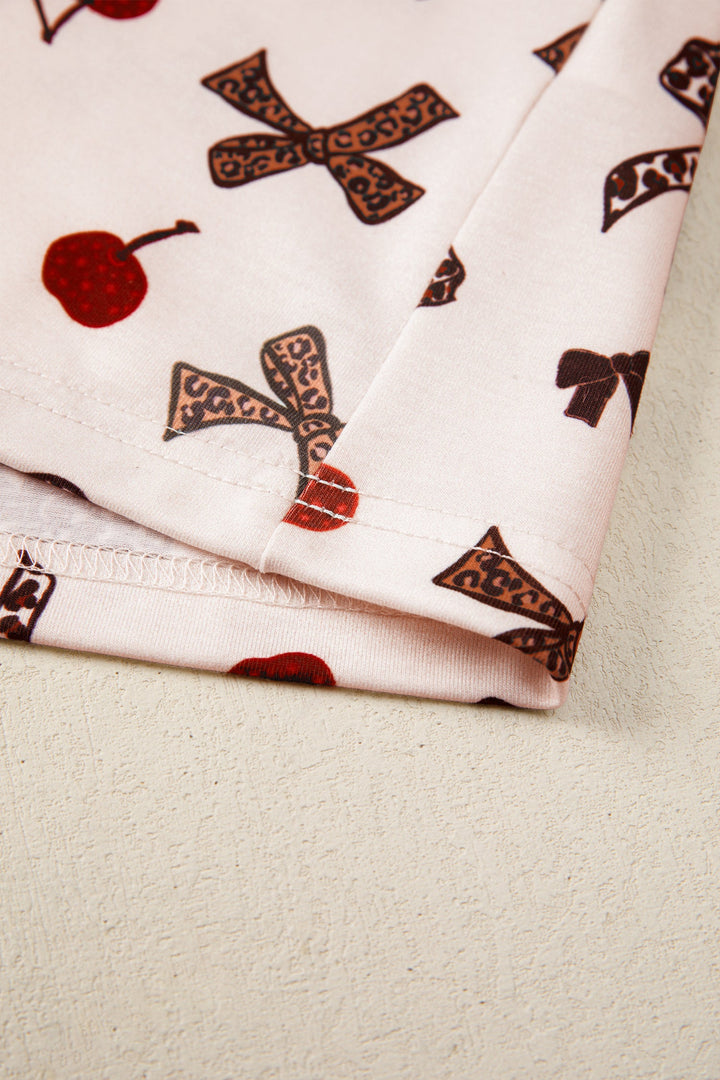 Della Cherry Bow Patchwork Pajama Lounge Set