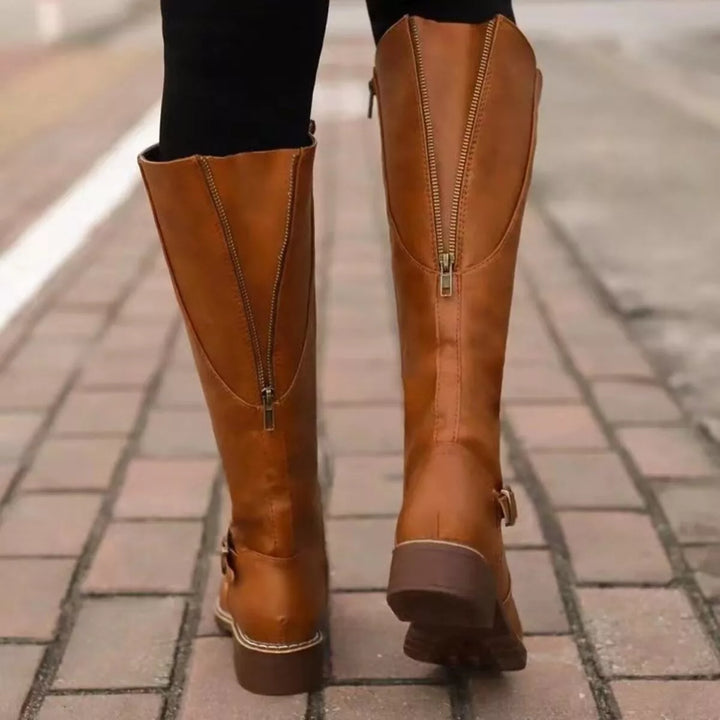 Round-Toe Block Heel Boots