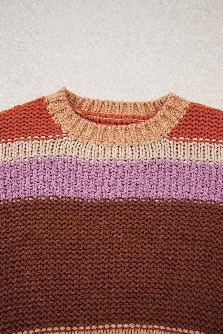 Golden Hour Striped Colorblock Sweater