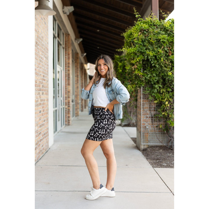 Millie White Bow Jogger Skirt | Pocketed Athleisure Mini Skirt