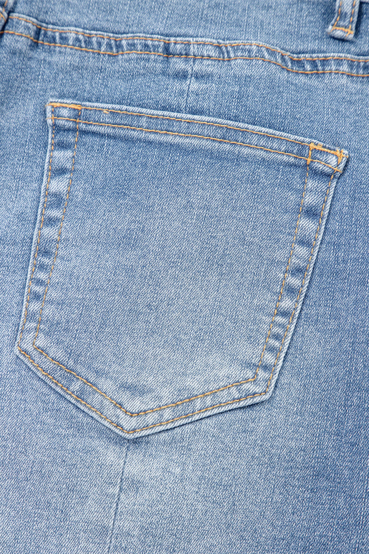 Acid Wash Raw Hem Denim Shorts – High Waist Loose Fit
