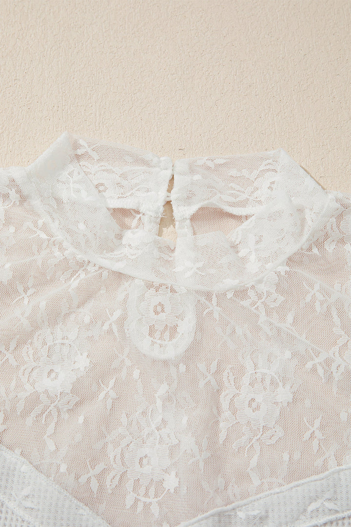 Lace Mesh Ribbed Top