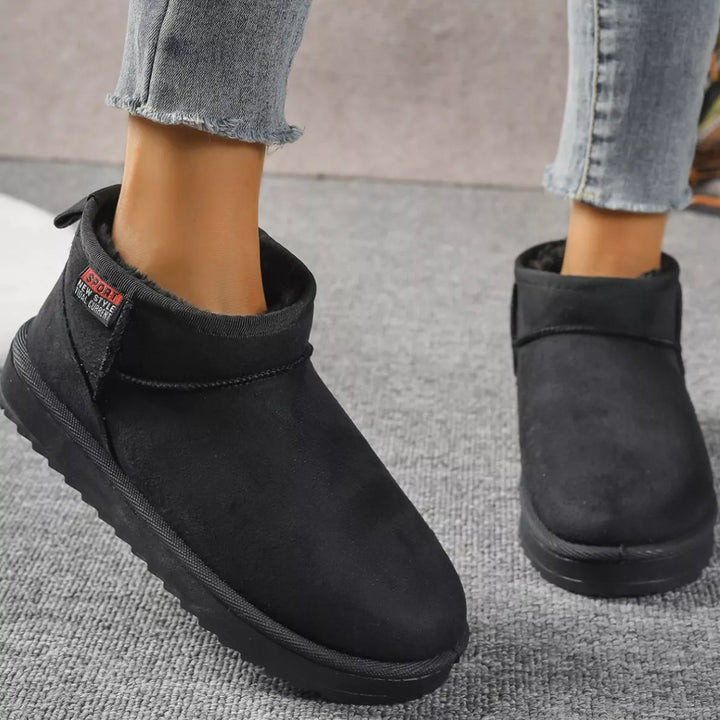 Suede Round-Toe Platform Boots