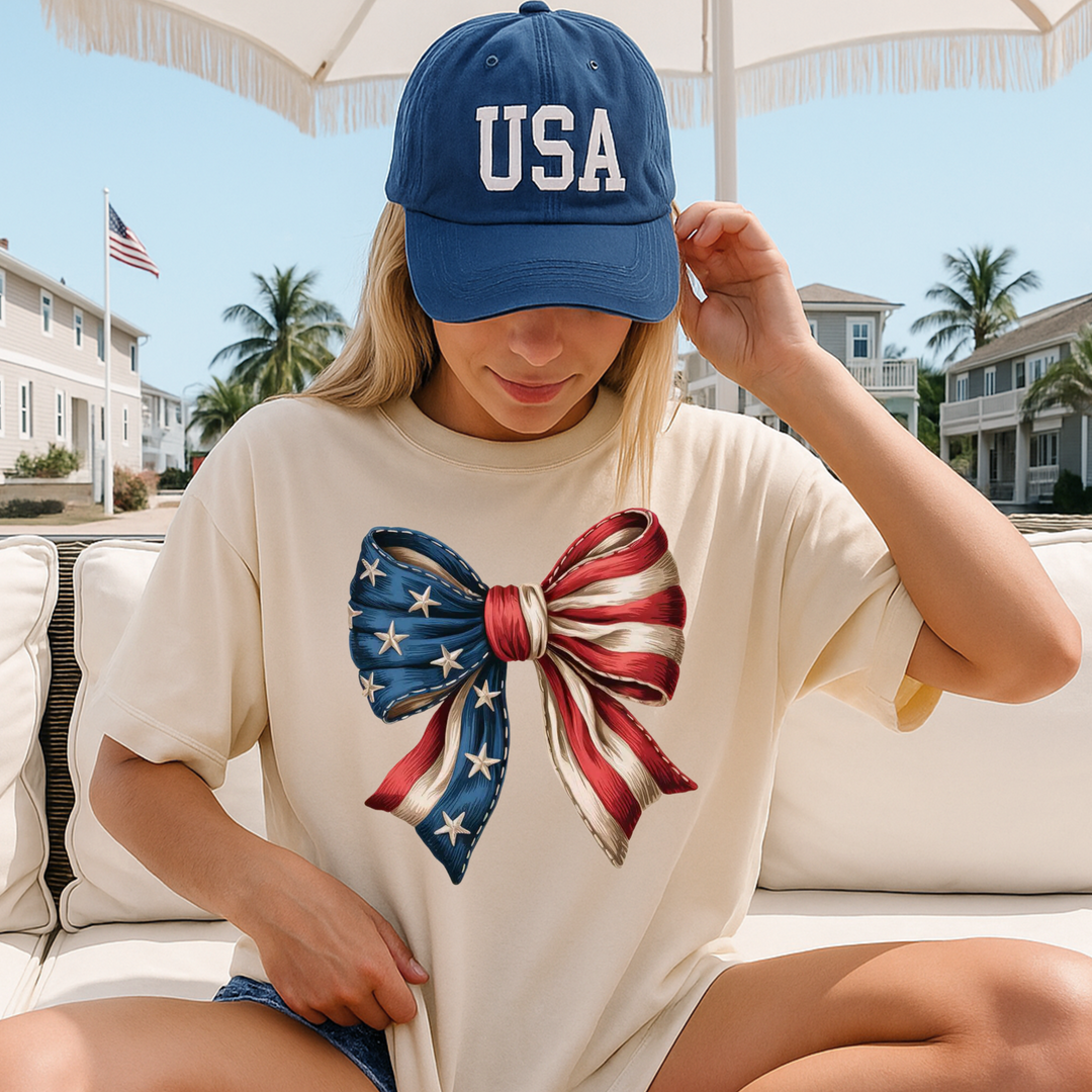 4th of July Bow Graphic Comfy T-Shirt