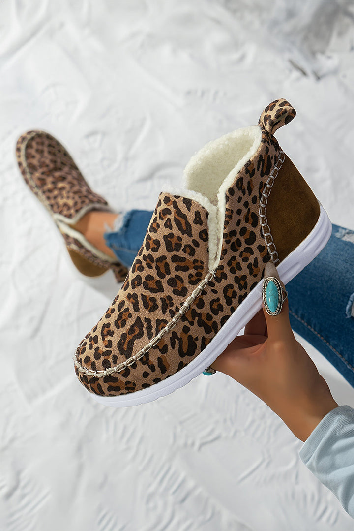 Sofia Leopard Print Fur-Lined Slip-On Winter Boots
