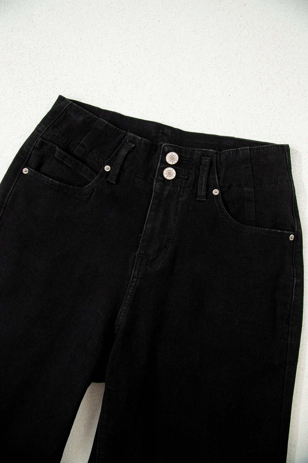 Double Button High Waist Wide Leg Jeans