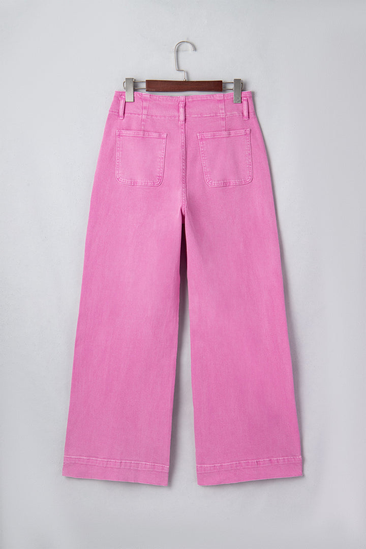 Double Button High Waist Wide Leg Jeans