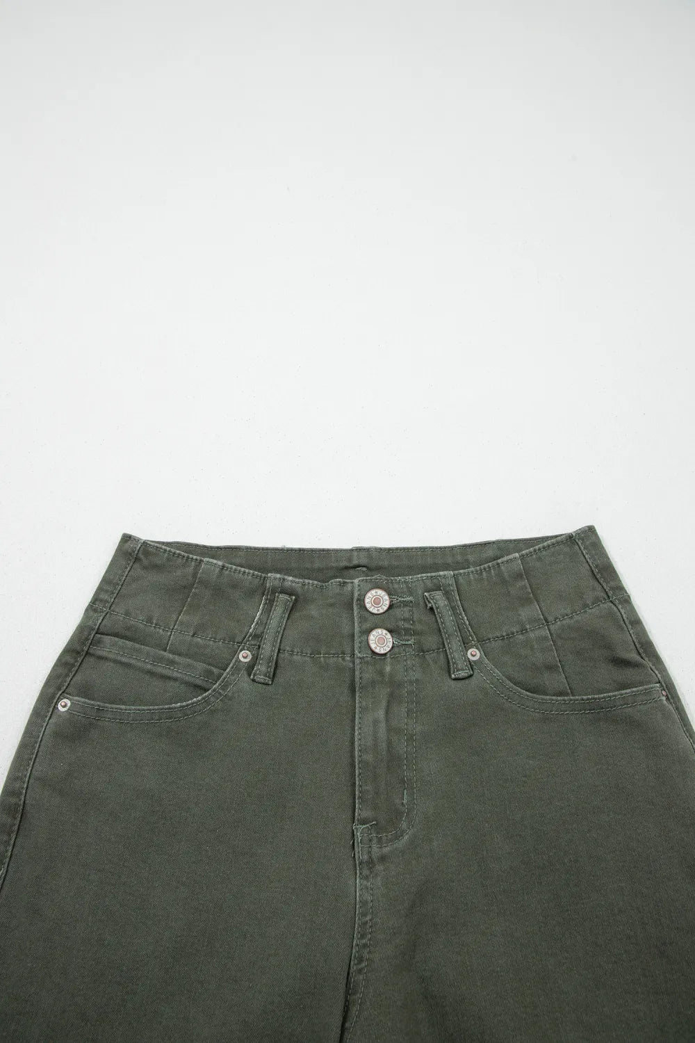 Double Button High Waist Wide Leg Jeans