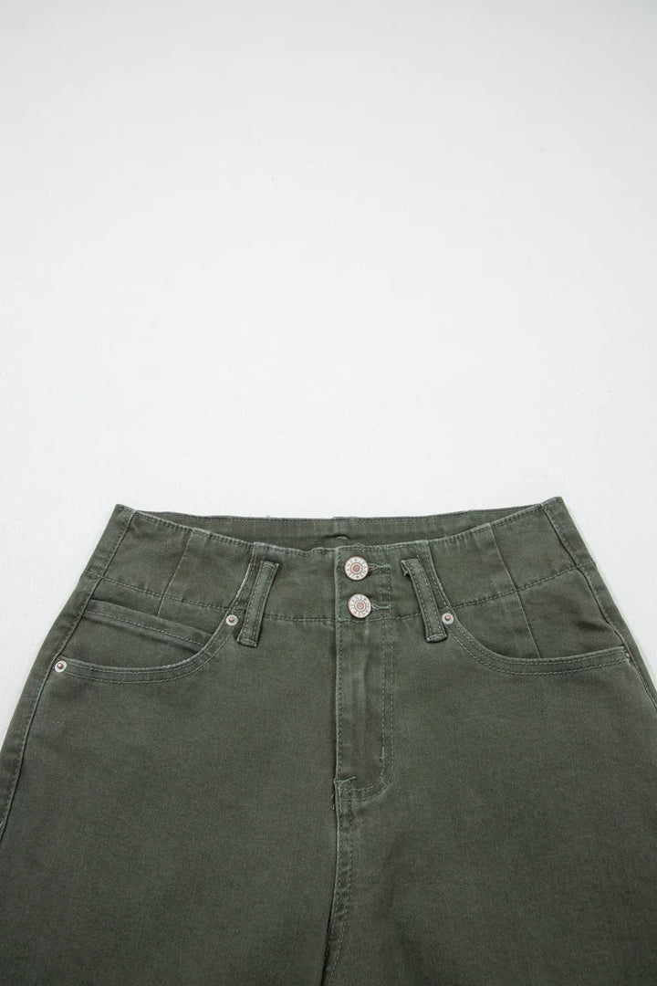 Double Button High Waist Wide Leg Jeans