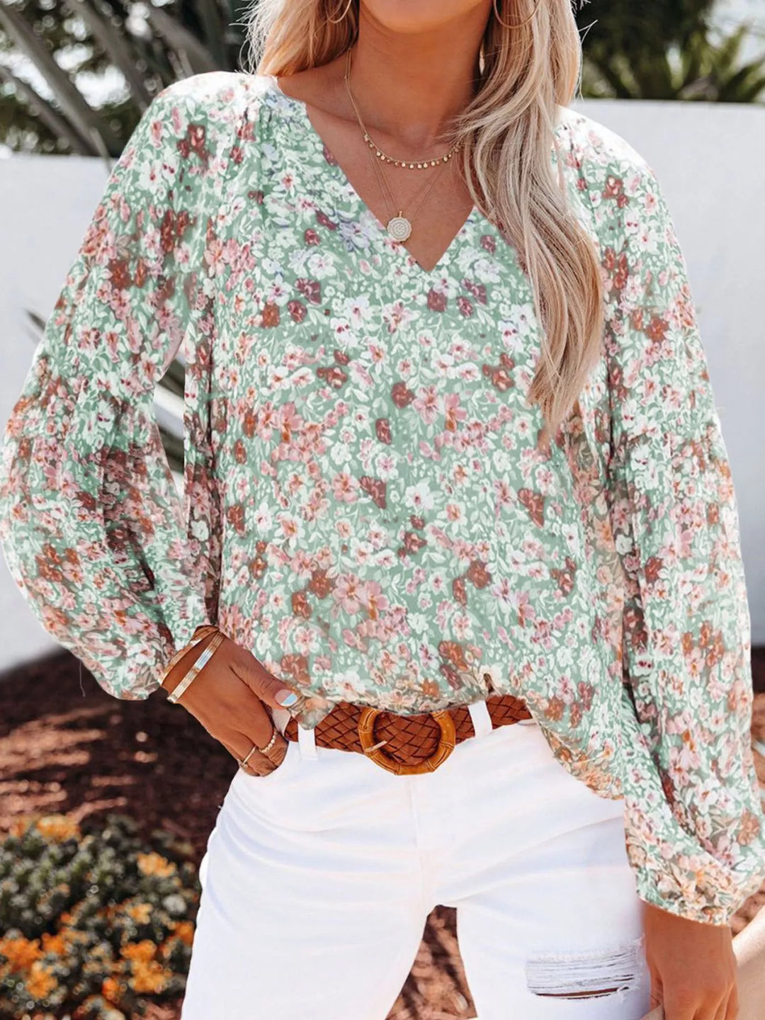 Meadow Long Sleeve Floral Blouse