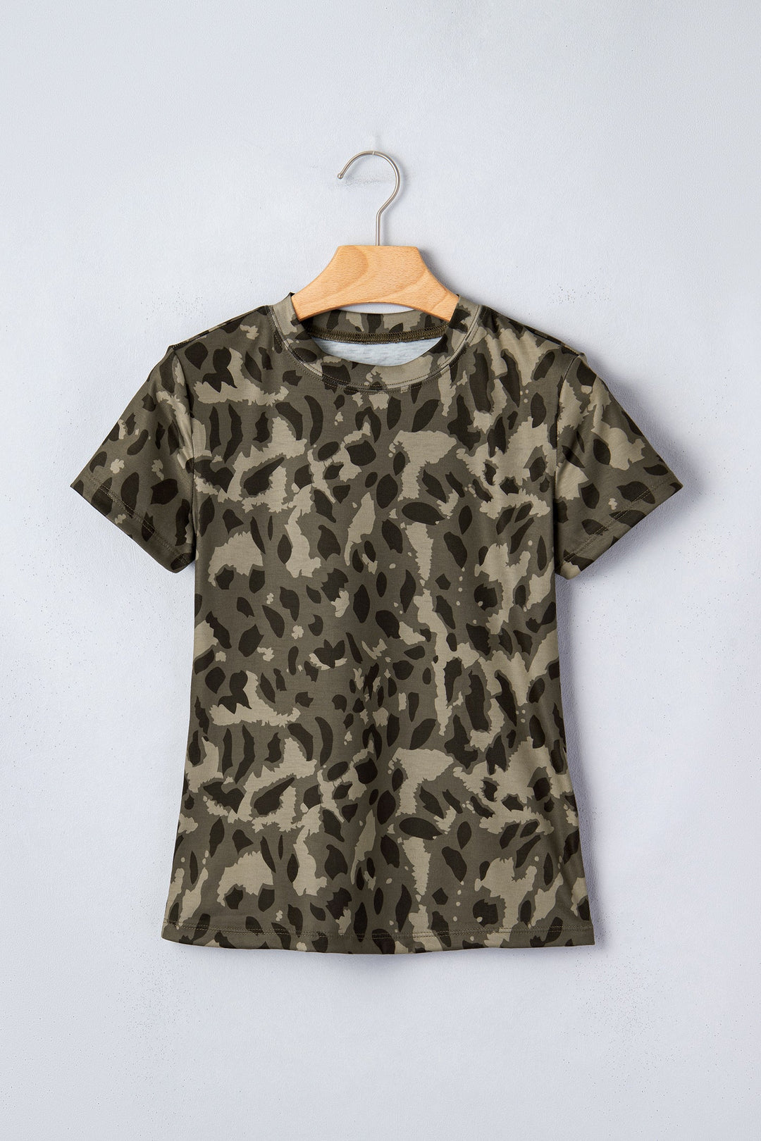 Leopard Print Mock Neck Slim Tee | Retro Western Boho Top