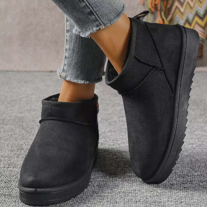 Suede Round-Toe Platform Boots