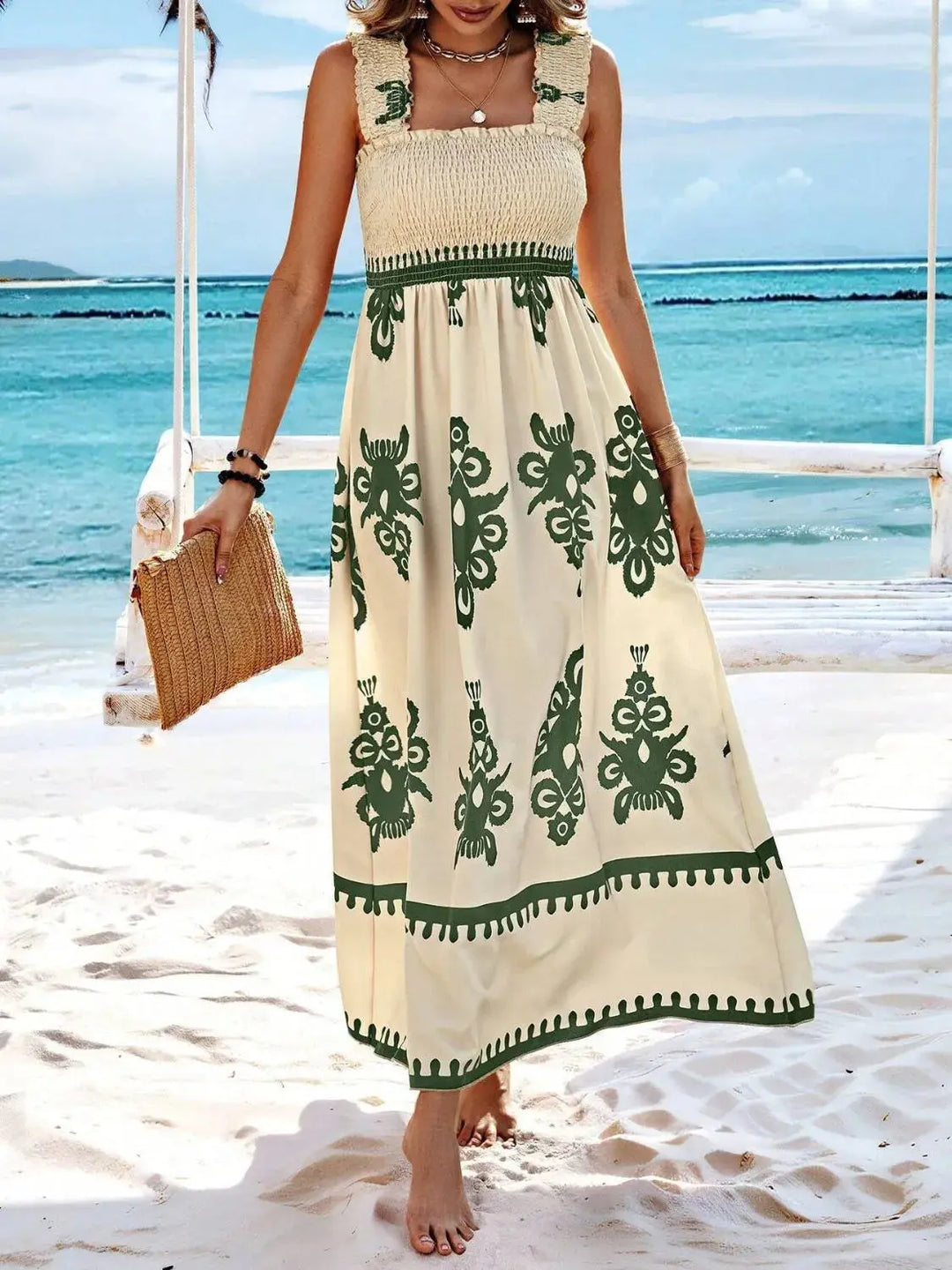 Boho Smocked Maxi Dress