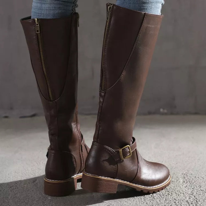 Round-Toe Block Heel Boots