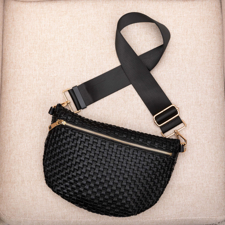 Vivienne Woven Vegan Leather Crossbody Sling Bag | Gold Hardware