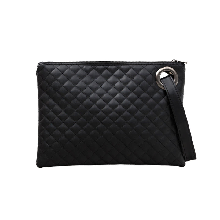 Quilted Vegan Leather Wristlet Clutch with Card Slots