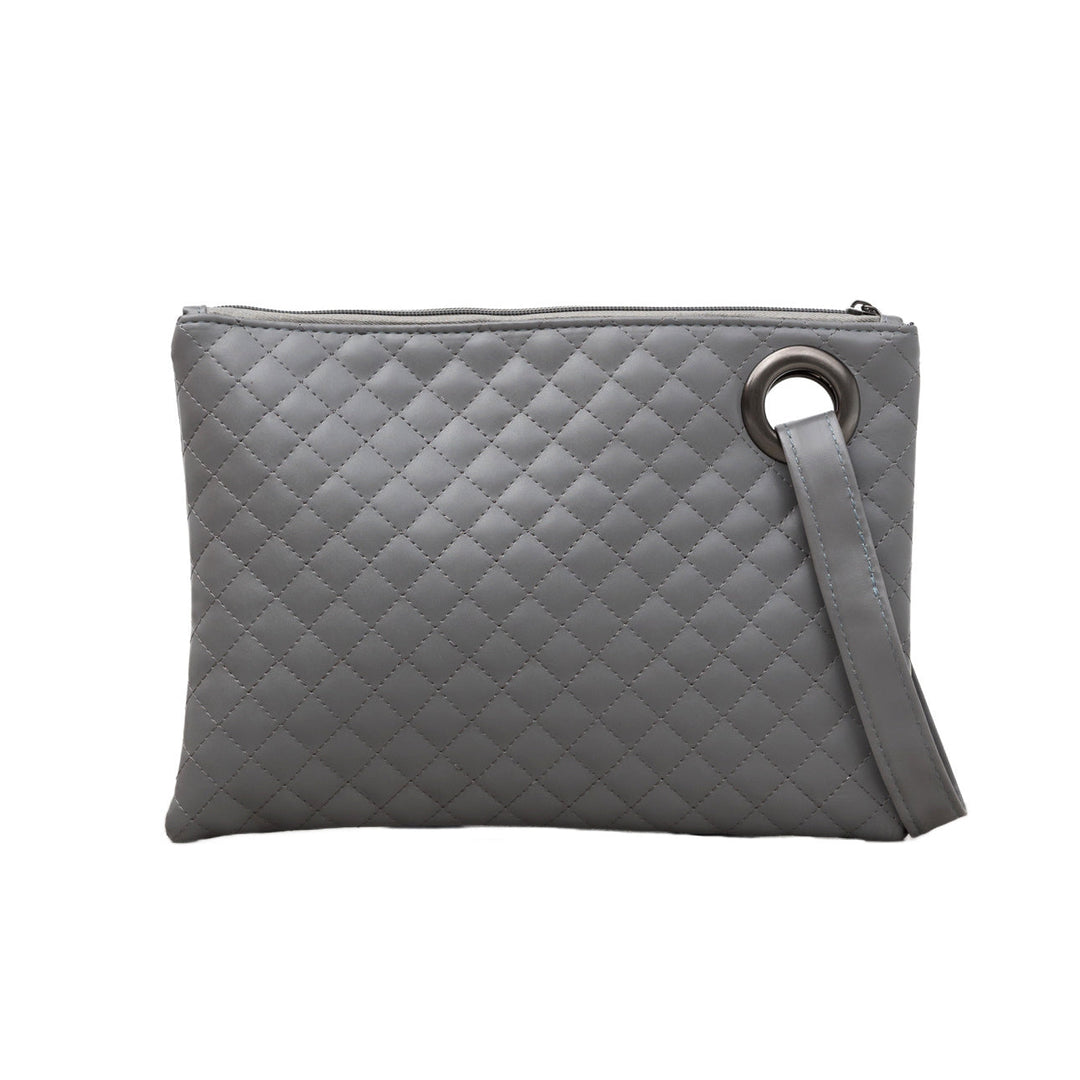 Quilted Vegan Leather Wristlet Clutch with Card Slots