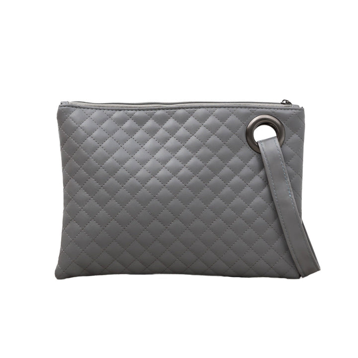 Quilted Vegan Leather Wristlet Clutch with Card Slots
